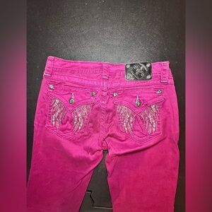 Miss Me Maroon Skinny Jeans with Silver Embellishments